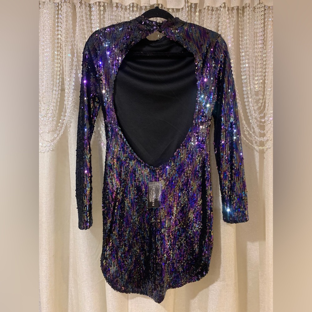Fashion Nova  multicolor, sequin dress